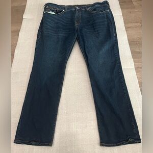 [W44Inseam30”]TrueReligion Ricky Relaxed Straight Jeans M Dark Blue Flap Pockets